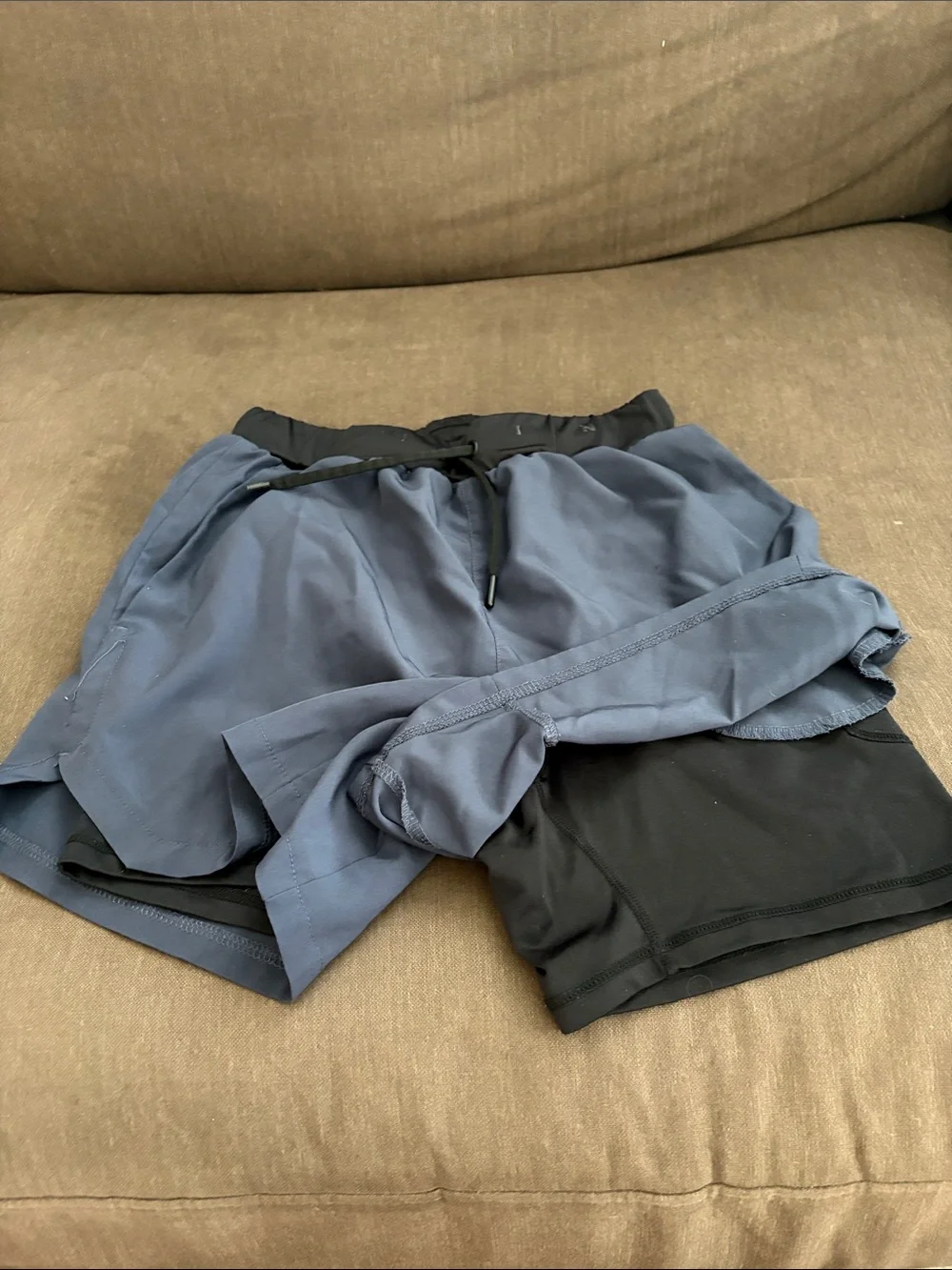 Titan Men's Navy Blue and Black Athletic Running Shorts